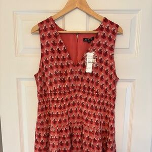 J.CREW Women's Hyacinth Sleeveless Dress In Block-Print Crepe De Chine Size L